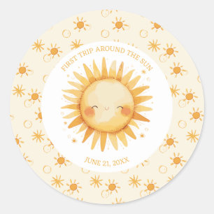 Boho eerste reis rond de zon op 1 oktober ronde sticker