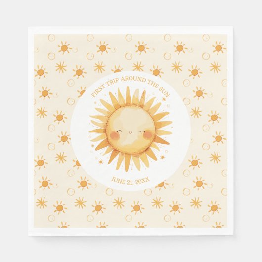 Boho eerste reis rond de zon op 1 oktober servet (Voorkant)