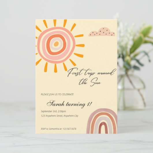 boho eerste reis rond de zon op 1 verjaardag kaart (Staand voorkant)