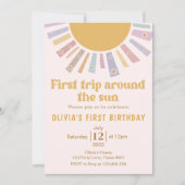 Boho eerste reis rond de zon Retro 1e verjaardag Kaart (Voorkant)