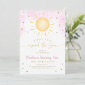 Boho eerste reis rond de zon roze goud verjaardag kaart (Staand voorkant)