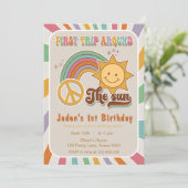 Boho eerste reis rond de zon verjaardag Uitnodigin Kaart (Staand voorkant)