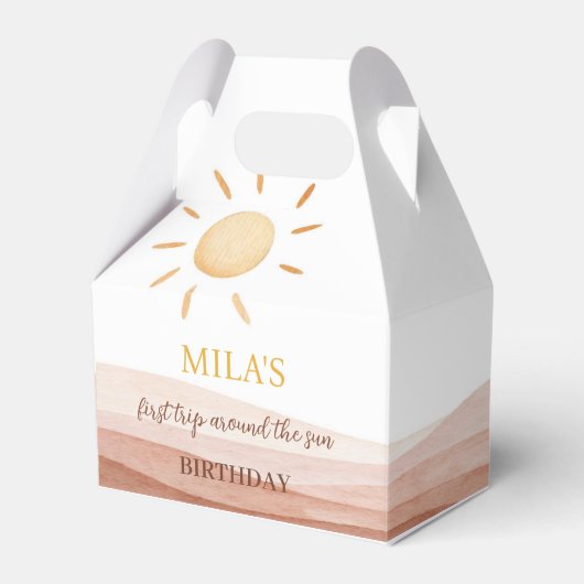 Boho eerste reis rond zon gunstbox Verjaardag Bedankdoosjes (Voorkant Zijde)