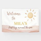 Boho eerste reis rond zon verjaardag spandoek (Horizontaal)