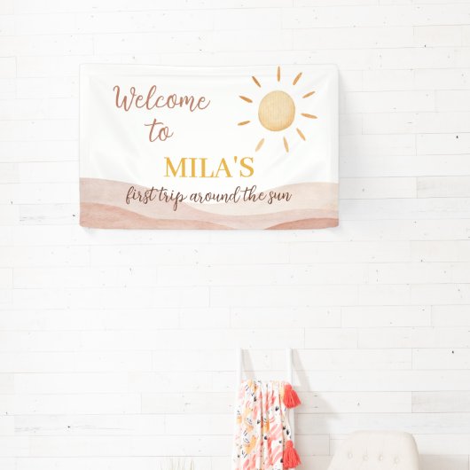 Boho eerste reis rond zon verjaardag spandoek (Insitu)
