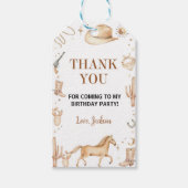 Boho Eerste Rodeo Cowboy Verjaardag Dank u Label Cadeaulabel (Voorkant)