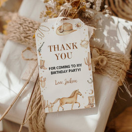 Boho Eerste Rodeo Cowboy Verjaardag Dank u Label Cadeaulabel