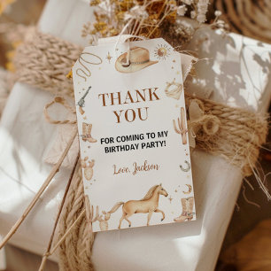 Boho Eerste Rodeo Cowboy Verjaardag Dank u Label Cadeaulabel