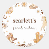 Boho Eerste Rodeo Cowgirl Verjaardags Stickers (Voorkant)