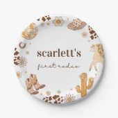 Boho Eerste Rodeo Cowgirl Verjaardagspapier Borden Papieren Bordje (Voorkant)