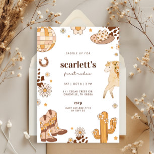 Boho Eerste Rodeo Cowgirl Verjaardagsuitnodiging Kaart