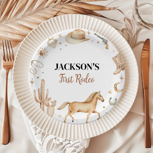 Boho Eerste Rodeo Verjaardag Baby shower Papieren Bordje