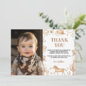 Boho Eerste Rodeo Verjaardagsfoto Bedankkaart (Staand voorkant)