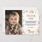 Boho Eerste Rodeo Verjaardagsfoto Dank je kaart (Voorkant)