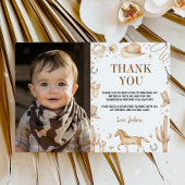 Boho Eerste Rodeo Verjaardagsfoto Dank je kaart