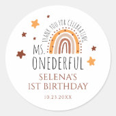 Boho eerste verjaardag meisje mevrouw Onederful Ronde Sticker (Voorkant)