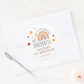 Boho eerste verjaardag meisje mevrouw Onederful Ronde Sticker (Envelop)