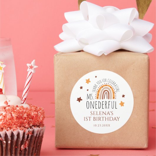 Boho eerste verjaardag meisje mevrouw Onederful Ronde Sticker (Feest)