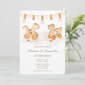 Boho eerste verjaardagskaarten voor tweelingen kaart (Staand voorkant)