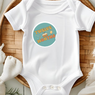 Boho Eerste Verjaardagstaart Baby Twaalf Maanden M Ronde Sticker