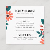 Boho effen wit zwart lijst bloemenboeket vierkante visitekaartje (Achterkant)