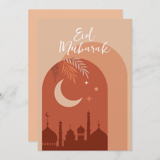 Boho Eid Mubarak Eid Kaart (Voorkant / Achterkant)