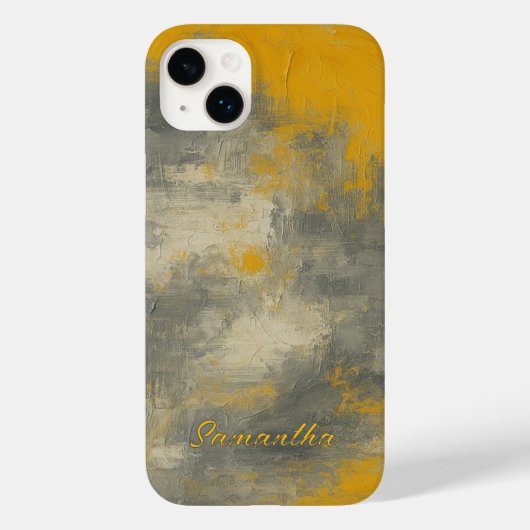 Boho Elegance Abstracte Mosterd & Grijze Kunst Case-Mate iPhone Case (Achterkant)