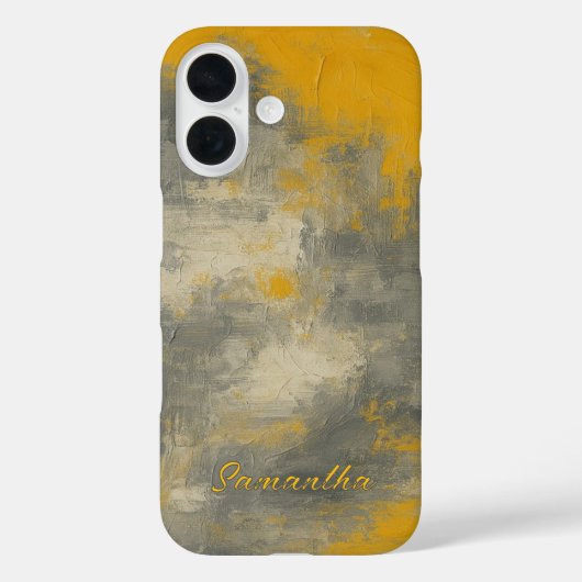Boho Elegance Abstracte Mosterd & Grijze Kunst Case-Mate iPhone Case (Achterkant)
