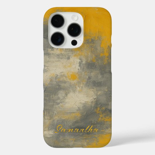 Boho Elegance Abstracte Mosterd & Grijze Kunst Case-Mate iPhone Case (Achterkant)