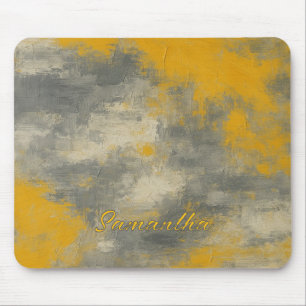 Boho Elegance Abstracte Mosterd & Grijze Kunst Muismat