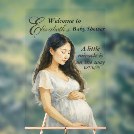 Boho Elegant Asian Pregnant Mom Baby Shower Acryl Bord