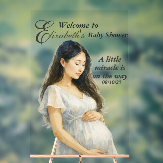 Boho Elegant Asian Pregnant Mom Baby Shower Acryl Bord (Neutraal)