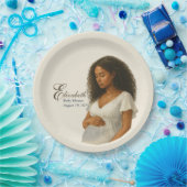 Boho Elegant baby shower black mom-to-be Papieren Bordje (Feest)