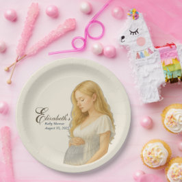 Boho Elegant baby shower blonde mom-to-be Papieren Bordje