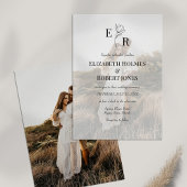 Boho Elegant Bloemen Monogram Custom Foto Bruiloft Kaart