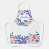Boho Elegant Bloemen Waterverf gepersonaliseerd Schort (Voorkant)