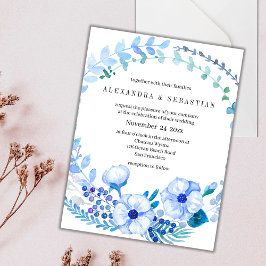 Boho Elegant Blue Floral Wreath Briefkaart