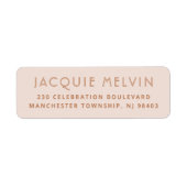 Boho Elegant Blush Roze Minimaal Retour Adres Etiket (Voorkant)