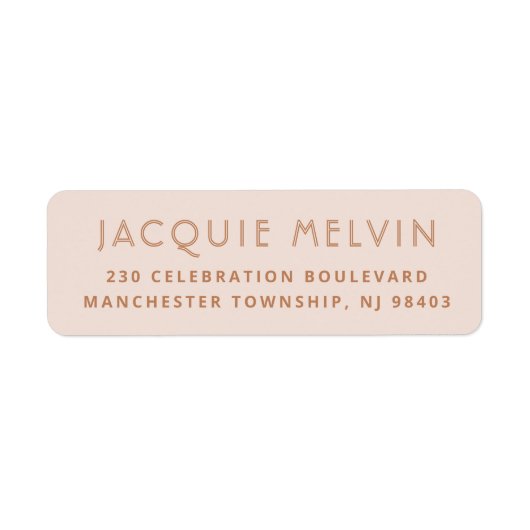 Boho Elegant Blush Roze Minimaal Retour Adres Etiket (Voorkant)