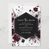 Boho Elegant Bourgondische bruiloft Save The Date (Voorkant)