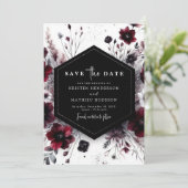 Boho Elegant Bourgondische bruiloft Save The Date (Staand voorkant)