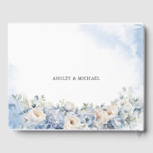 Boho Elegant Dusty Blue en Ivory Bloemen bruiloft Gastenboek (Achterkant)