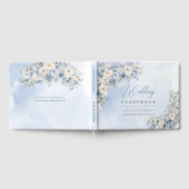 Boho Elegant Dusty Blue en Ivory Bloemen bruiloft Gastenboek (Volledig)