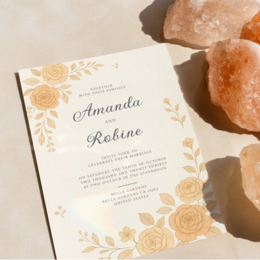 Boho Elegant Earth Tone Bloemen Huwelijksuitnodigi Kaart