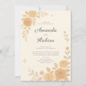 Boho Elegant Earth Tone Bloemen Huwelijksuitnodigi Kaart (Voorkant)