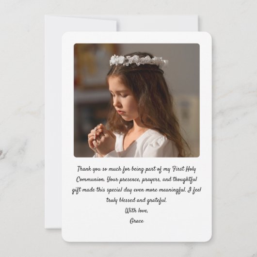 Boho Elegant Eerste Heilige Communie Dank u Bedankkaart (Achterkant)