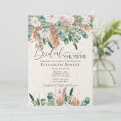 Boho Elegant Eucalyptus Pampas Grass Vrijgezellenf Kaart (Staand voorkant)