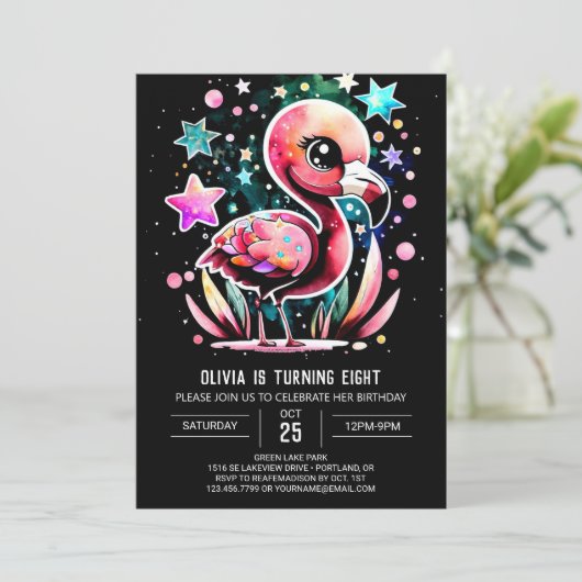 Boho Elegant Flamingo Verjaardag Kaart (Staand voorkant)