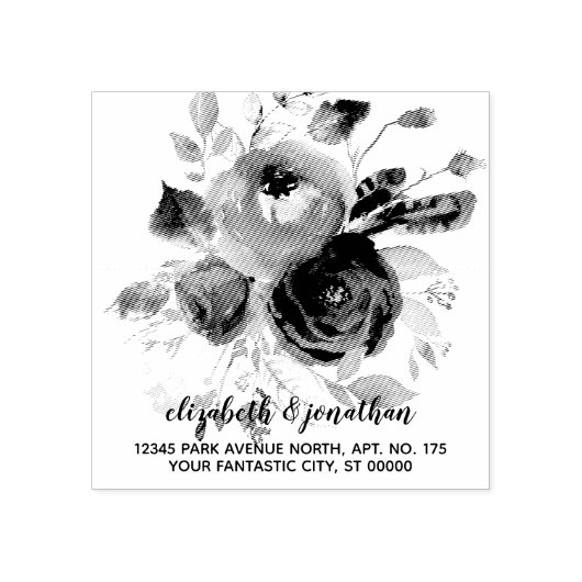 Boho Elegant Floral Wedding Return Address Rubberstempel (Afrduk)