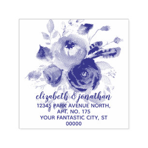 Boho Elegant Floral Wedding Return Address Zelfinktende Stempel